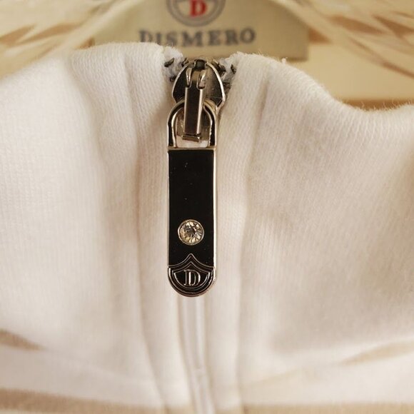 Dismero Luxury Striped 3/4 Zip Women's Henley Beige & White Designer Pullover L - Picture 5 of 6
